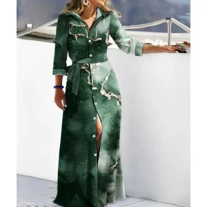 Elegant Long Shirt Dress Women 2023