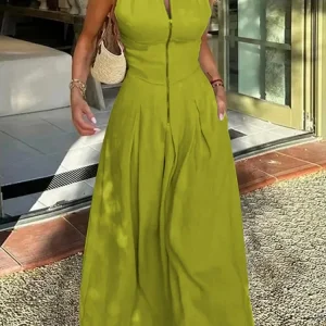 UOOZEE Office Lady Commute Pleated A-line Dress 2025